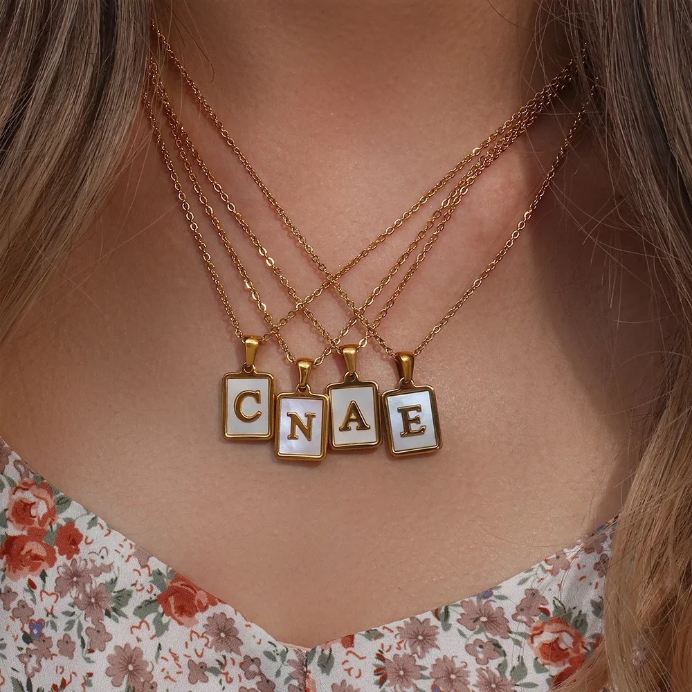 Alphabet Necklace _ Rectangle Shape - Picture 2 of 3